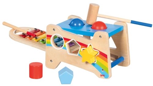 Goki Holz Hammerbank Xylophon Sortierfunktion Lernspielzeug-3