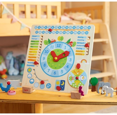 Goki Jahreskalender Lernspielzeug - Holz Kalender für Kinder Deutsch-3