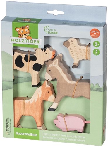 Holztiger Bauernhoftiere Holzspielzeug handgefertigtes Set-3