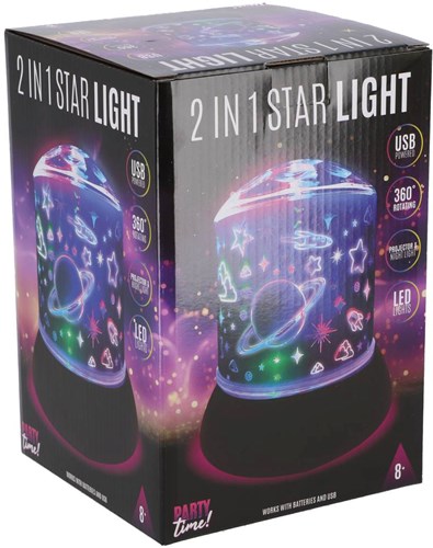Party Time LED Sternenlampe 2 in 1 mit schwarzem Fuß für magische Atmosphäre