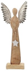 HBX natural living Deko Engel Mangoholz braun 34cm Figur