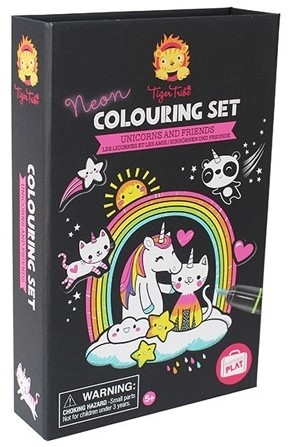 Tiger Tribe 3760258 Neon Colouring Sets/Unicorn&Friend Aquarell-Kits, bunt