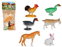 Bauernhof Tiere Spielfiguren Set Kunststoff 6-teilig 28x13x5cm Spielzeug