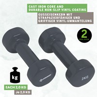 Schildkröt Hanteln Fitness Set 2x2kg - Vinyl Gewichte grau-2