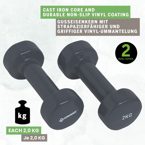 Schildkröt Hanteln Fitness Set 2x2kg - Vinyl Gewichte grau-2