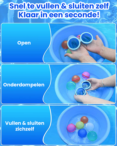 Kakuna 6 wiederverwendbare nachfüllbare Wasserballons selbstschließend mit Magnetverschluss - Wasserspiel / Wasserspielzeug für Kinder - Badespielzeug-2