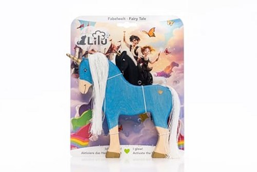 Lilu Einhorn Spielzeug Hengst blau FSC-Holz handbemalt 17cm Kinder-2