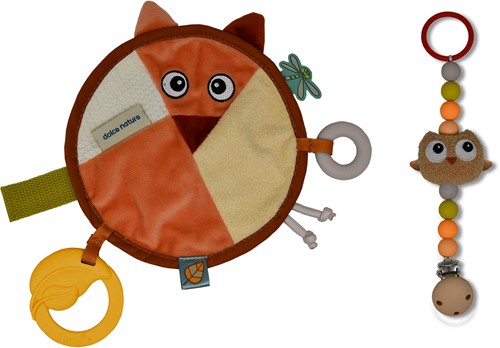Dolce Toys Spielzeug Erde Schmusetuch Schnullerkette - Fiona Fox Ollie Owl