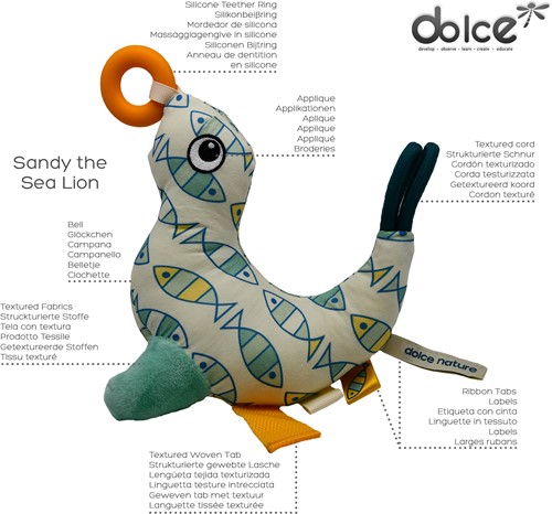Dolce Toys Spielzeug Ozean Aktivität Kuscheltier - Seelöwe Sandy-2