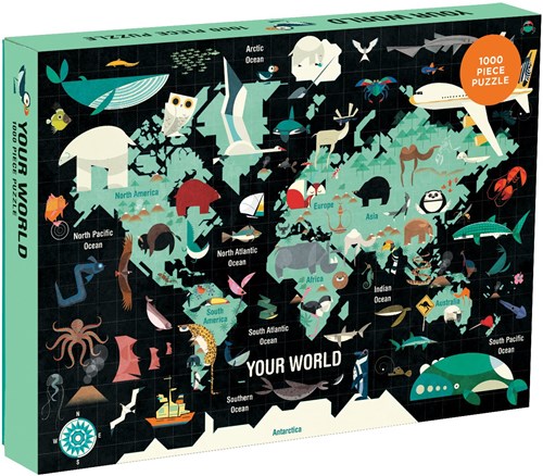 Mudpuppy Weltkarte Puzzle - 1000 Teile Familienpuzzle