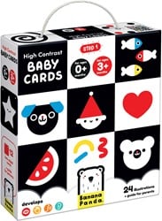 Banana Panda 12 High Contrast Look and Feel Baby Buch Karten / Schwarz Weiß Baby Spielzeug Buch von 0 Monaten - 16x16cm