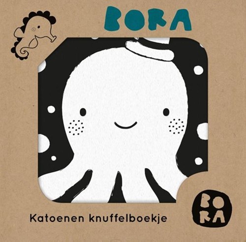 Bora Shop Stoff-Kuschelbuch Wasser - Babybuch schwarz-weiß Etiketten