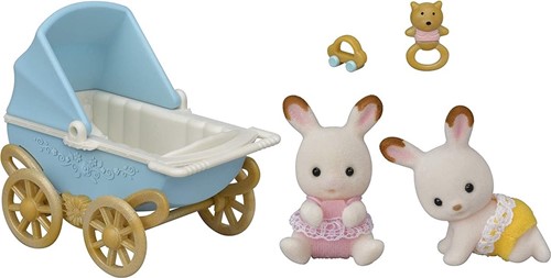 Sylvanian Families 5432 Schokoladenhasen Zwillinge mit Kinderwagen - Puppenhaus Spielset-2