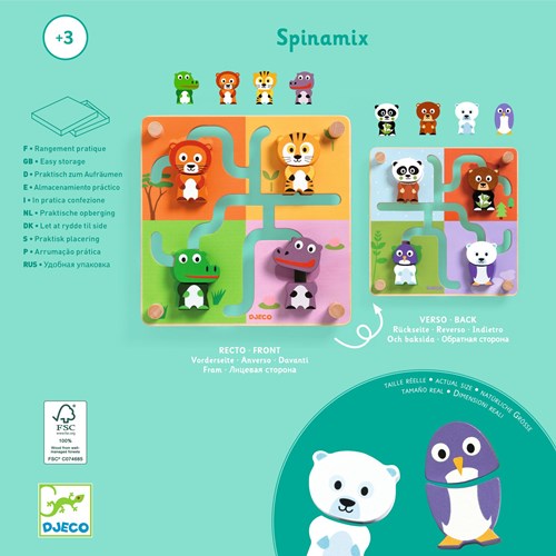 Djeco JEUX  EDUCATIFS BOIS - JEUX EDUCATIFS BOIS Spinamix - FSC 100%