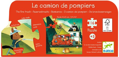 Djeco PUZZLES - PUZZLES SILHOUETTES Le camion de pompier - 16 pcs - FSC MIX