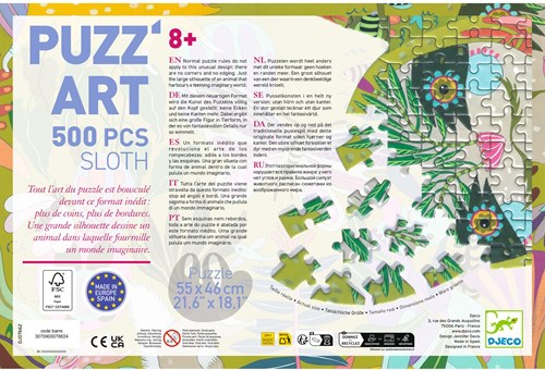 Djeco PUZZLES - PUZZ'ART Sloth - 500 pcs - FSC MIX