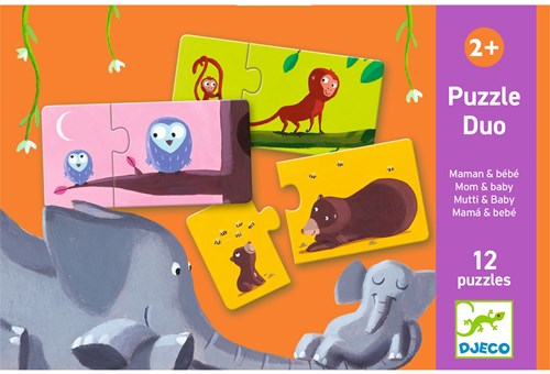 Djeco JEUX  EDUCATIFS - PUZZLES DUO-TRIO Puzzle duo Maman et bébé - FSC MIX