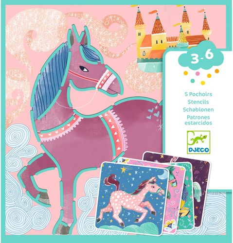 Djeco LES PETITS CADEAUX DES GRANDS - POCHOIRS Chevaux - FSC MIX (PACKAGING)