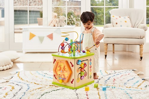 Hape Motorikwürfel Holz Lernspielzeug Aktivitätenwürfel Montessori-2