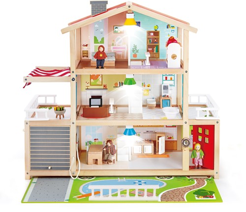 Hape Puppenhaus Family Mansion Holzspielhaus mit Zubehör-3