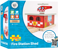Bigjigs Holzeisenbahn - Feuerwache mit Hubschrauberlandeplatz-2