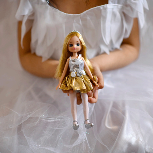 Lottie Puppe Schwanensee Ballett mit goldenem Kleid und Diadem-3