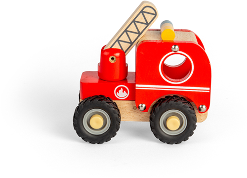 BigJigs Feuerwehrwagen Holzspielzeug - Mini Feuerwehrauto-2
