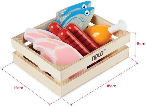 Tidlo Holz Spielzeug Fleisch und Fisch Set - pädagogisches Rollenspiel-3