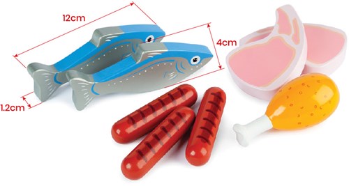 Tidlo Holz Spielzeug Fleisch und Fisch Set - pädagogisches Rollenspiel-2