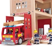 Tidlo Feuerwehrstation Holzspielzeug Spielset für Kinder-2