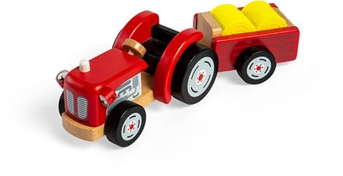 Tidlo Traktor Spielzeug mit Anhänger - Holz Bauernhoffahrzeug-2
