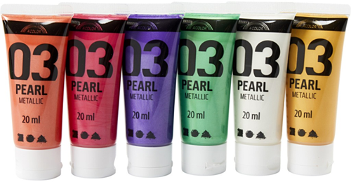A-Color Acrylfarben-Set Metallic Bastelfarben 6x20 ml für Kinder