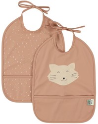 Trixie wasserdichte Lätzchen Set - Baby Lätzchen Mrs. Cat 2er-Pack rosa