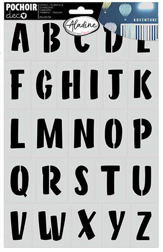 Aladine Bastelschablone 20x30 cm Alphabet 2 für kreative Dekorationen