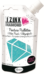Aladine Glitzerfarbe Izink Diamond 24 Karat hellblau 80 ml
