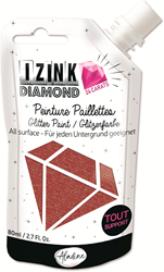 Aladine Glitzerfarbe Izink Diamond 24 Karat Rot 80 ml Bastelfarbe