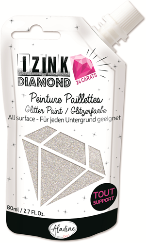 Aladine Glitzerfarbe Izink Diamond 24 Karat 80 ml Silber Bastelfarbe