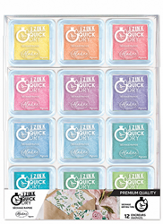 Aladine Stempelkissen Set Pastell - schnelltrocknende Pigmenttinte 12 Farben
