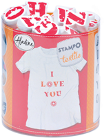 Aladine Stempelset Textil Alphabet 45 Stück - Kreatives Bastelset