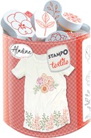 Aladine Stempelset Textil Blumen und Blätter - Kreativset 19-teilig