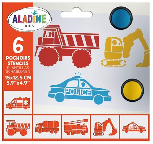 Aladine Schablonen Fahrzeuge - Kreative Bastelvorlagen für Kinder