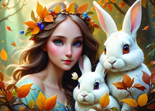 Alipson Puzzle Lady and Bunnies - 500 Teile