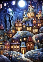Alipson Puzzle Dorf unter dem Mond - 1000 Teile