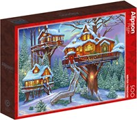 Alipson Puzzle Legespiel Winter-Baumhaus 500 Teile rustikal-2
