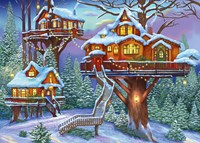 Alipson Puzzle Legespiel Winter-Baumhaus 500 Teile rustikal