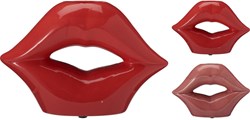 Home & Styling Vase Lippen 20cm Rot Rosa Dekoration Kunststoff