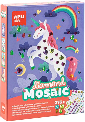 APLI Kids Diamant-Mosaik Bastelset - 4 Karten, 276 Diamanten