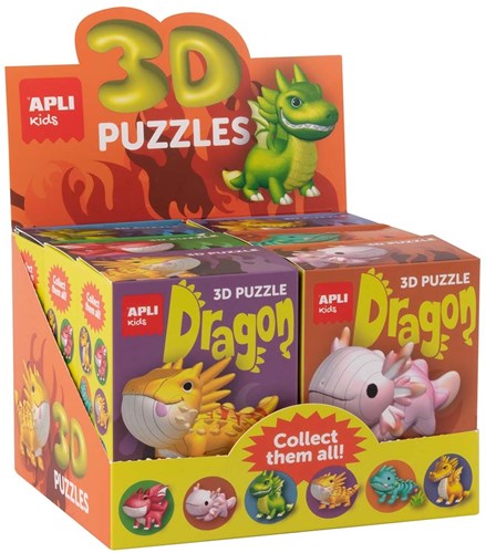 Apli Apli Display 3D Draken Puzzels 6st