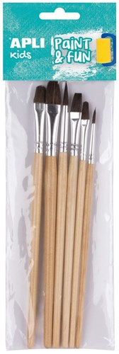 APLI Kids Holzpinsel Set - Malpinsel für Kinder - 6 Stück