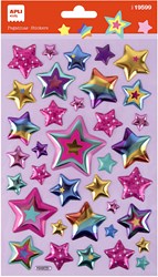 APLI Kids Sticker Sterne metallic bunt 37 Stück Dekoration Basteln